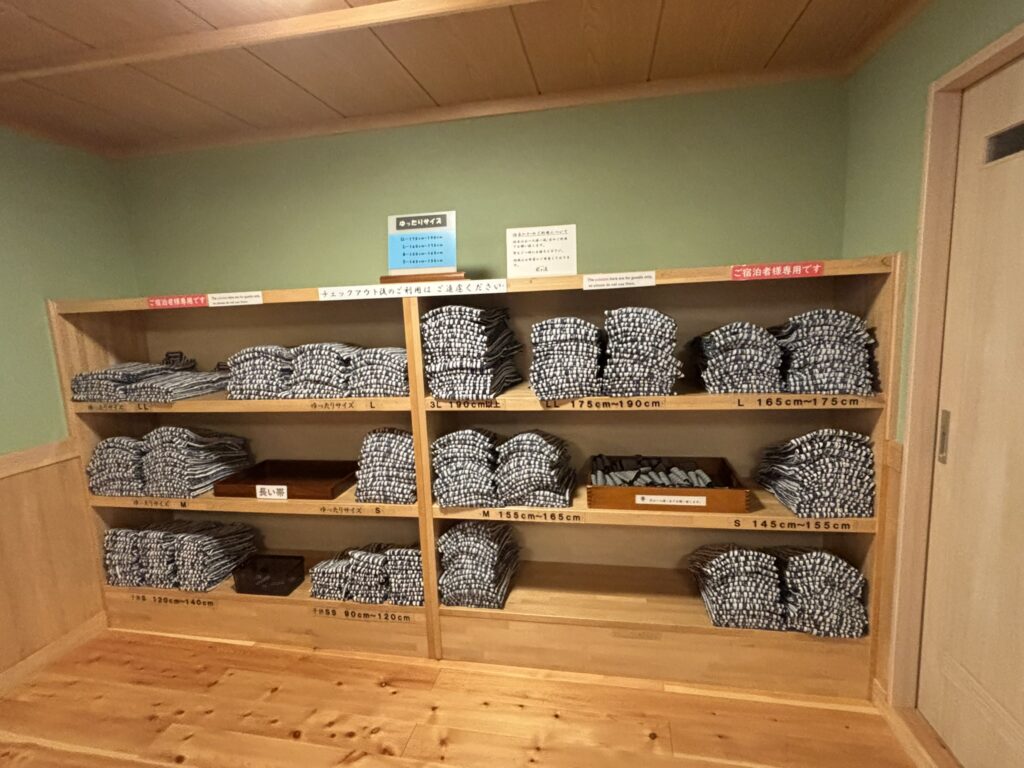 Yukata Size Shelf at Sukayu Onsen