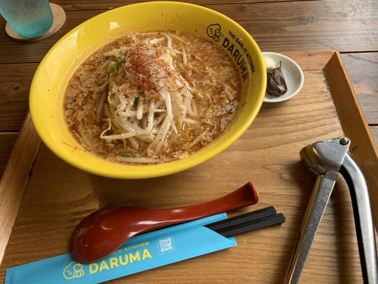 Gigarlic ramen with a garlic press